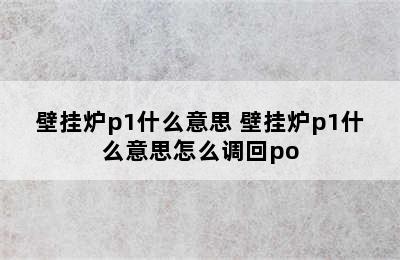 壁挂炉p1什么意思 壁挂炉p1什么意思怎么调回po